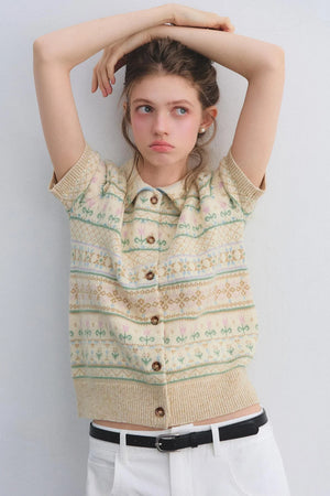Wool Blend Fair Isle Top