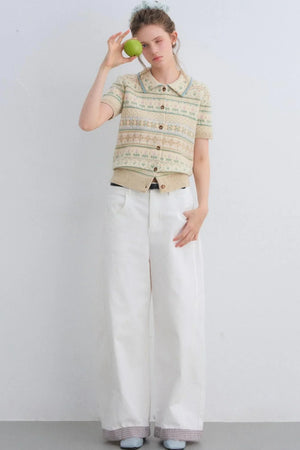 Wool Blend Fair Isle Top