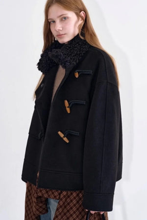 Wool Blend Fur Collar Coat