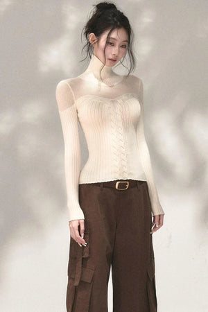 Wool Blend Hollow Knit Top