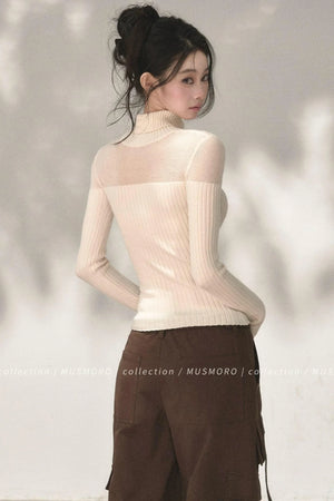 Wool Blend Hollow Knit Top