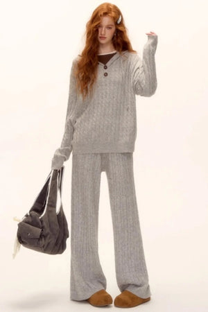 Wool Blend Hooded Knit Set-Up