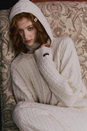 Wool Blend Hooded Knit Set-Up