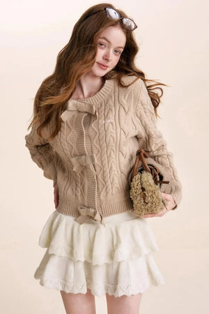 Wool Blend Lace Tiered Skirt