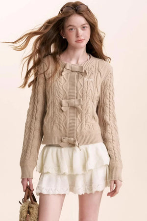 Wool Blend Lace Tiered Skirt