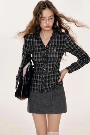 Wool Blend Tweed Mini Skirt