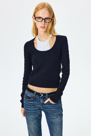 Wool Cropped Slim Fit Top