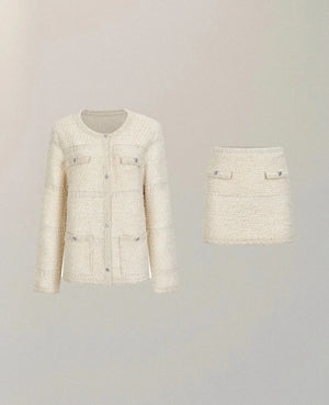 Wool Fragrance Jacket Skirt Two Piece Set
