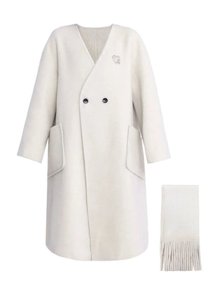 Wool handmade double-sided Coat (free scarf)