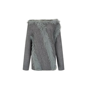 Wool Knit Slanted Shoulder Sweater