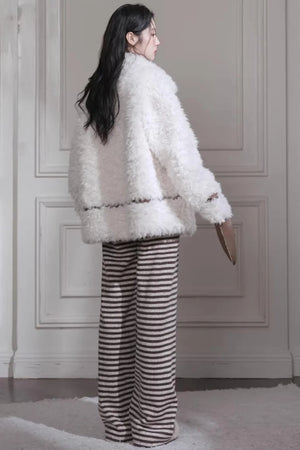 Wool Knit Striped Pants