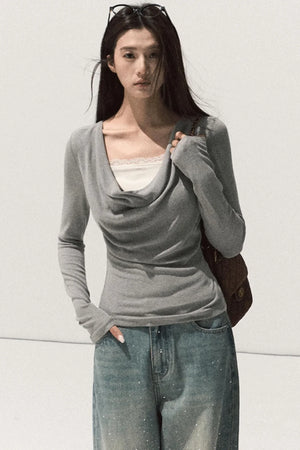 Wool Lace Knit Top