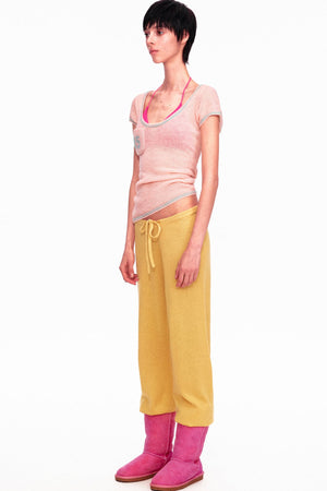Wool Low-Waisted Drawstring Knit Pants