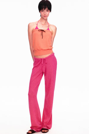 Wool Low-Waisted Drawstring Knit Pants