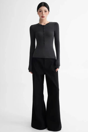 Wool Lyocell Henley Top