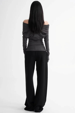 Wool Lyocell Off-Shoulder Top
