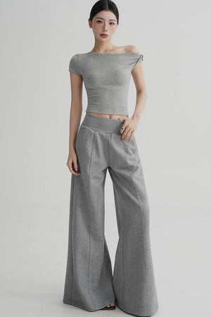 Wool Off-Shoulder Cropped Top
