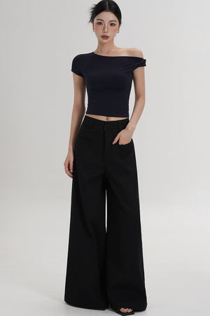 Wool Off-Shoulder Cropped Top