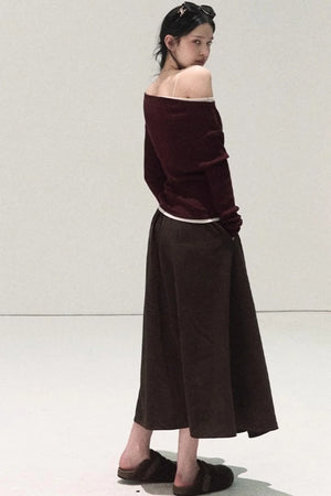 Wool Off-Shoulder Knit Top