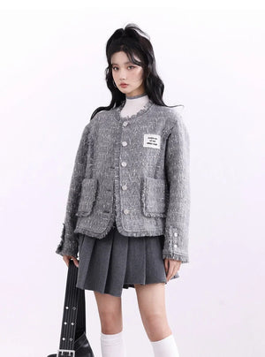 Wool panels pleated skirt