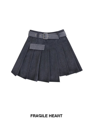 Wool panels pleated skirt