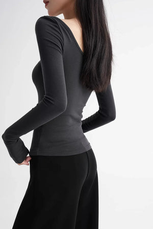 Wool Tencel Collarbone Sweater