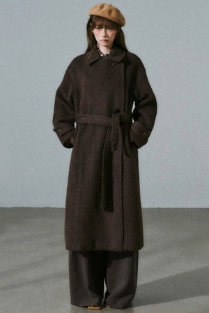 Wool Tweed Plaid Long Coat