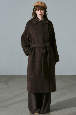 Wool Tweed Plaid Long Coat