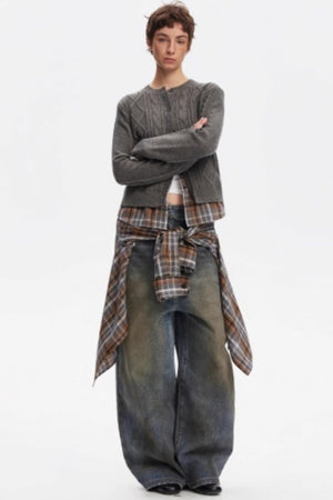 Wool Twist Cardigan Sweater Set-Up
