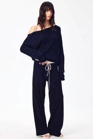 Woolen Off-Shoulder Knit Set-Up
