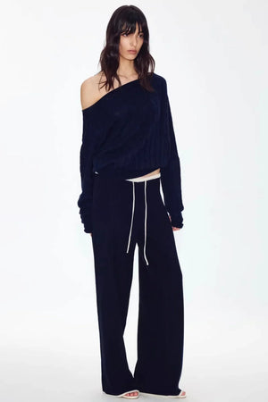 Woolen Off-Shoulder Knit Set-Up