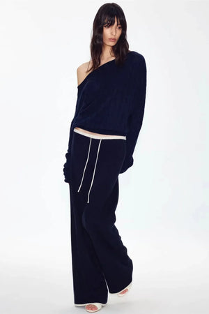 Woolen Off-Shoulder Knit Set-Up