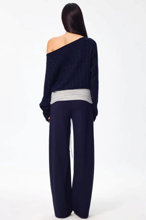 Woolen Off-Shoulder Knit Set-Up