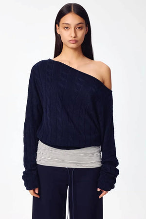 Woolen Off-Shoulder Knit Set-Up