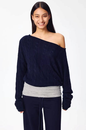 Woolen Off-Shoulder Knit Set-Up