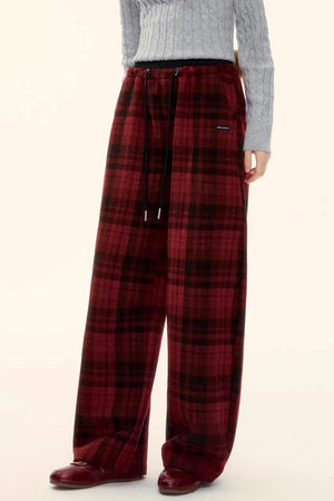 Woolen Plaid Fleece-Lined Pants