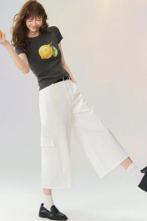 Workwear Casual Denim Cropped Pants