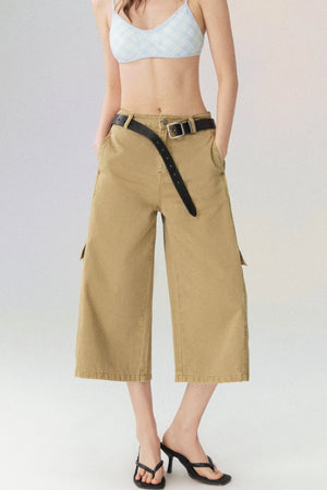 Workwear Casual Denim Cropped Pants
