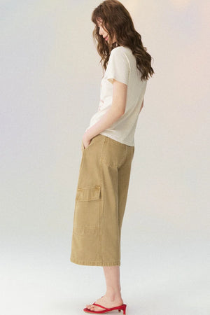 Workwear Casual Denim Cropped Pants