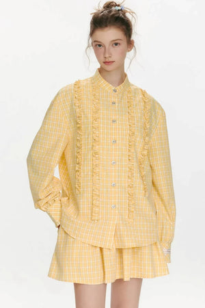 Woven Trajectory Ruffled Shirt