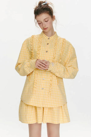 Woven Trajectory Ruffled Shirt