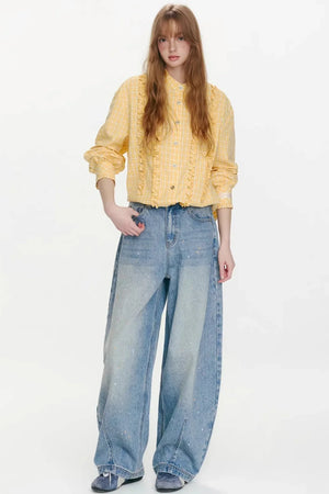 Woven Trajectory Ruffled Shirt