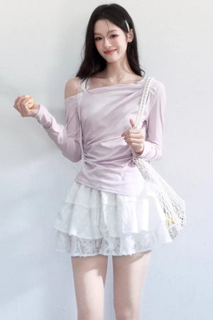 Wrinkled Off-Shoulder Blouse