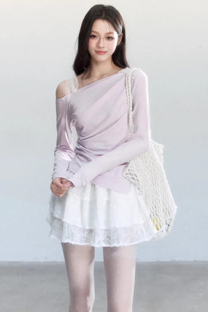 Wrinkled Off-Shoulder Blouse