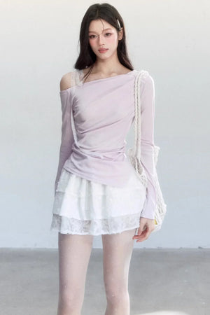Wrinkled Off-Shoulder Blouse