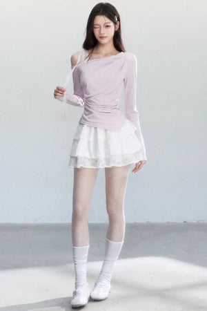 Wrinkled Off-Shoulder Blouse