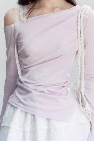 Wrinkled Off-Shoulder Blouse