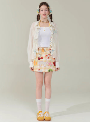 Yellow Fruit Print Skirt
