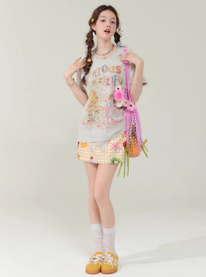 Yellow Fruit Print Skirt