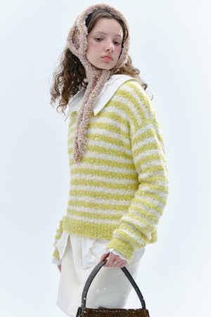 Yellow Striped Knit Sweater